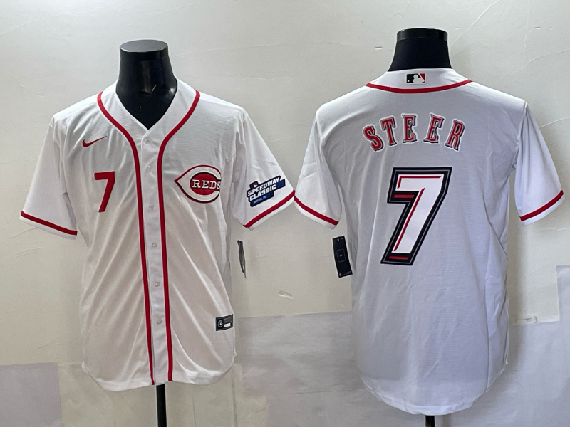Men Cincinnati Reds #7 Steer white 2025 Nike MLB Jersey 006